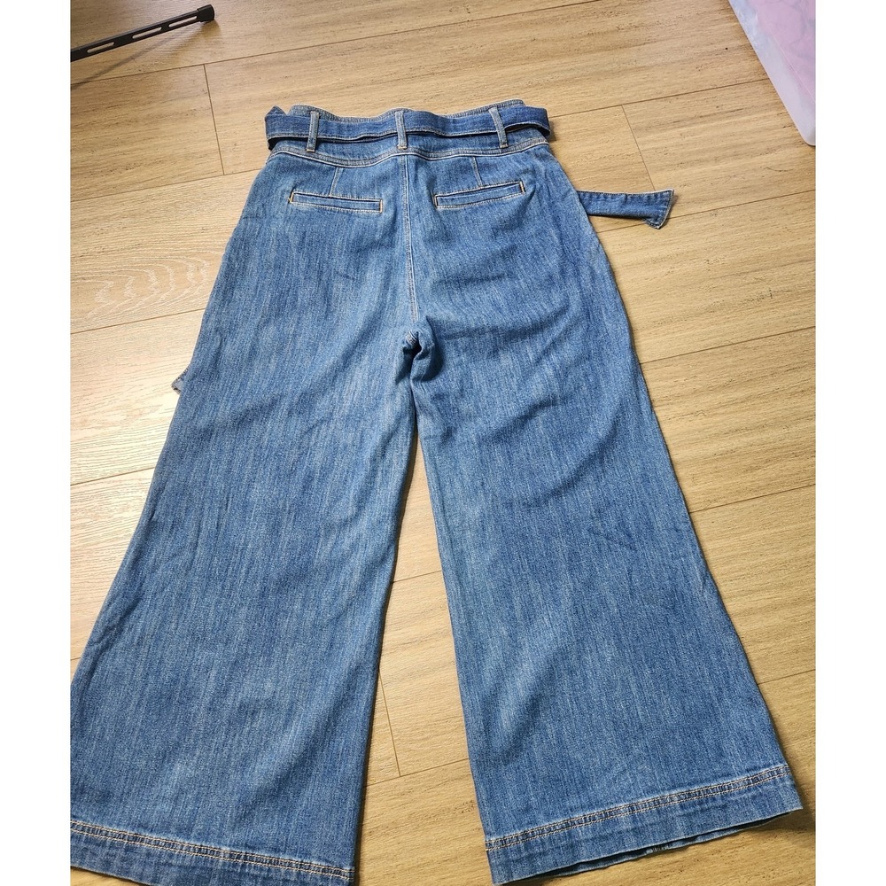 Pilcro Anthropologie High-Rise Wide-Leg Cropped Belted Jeans Sz 28 - Picture 5 of 13
